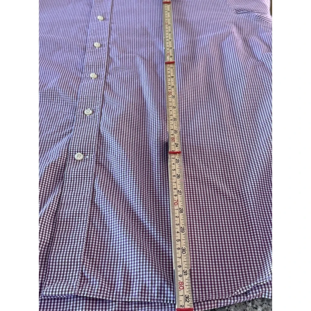 Polo Ralph Lauren Shirt Mens 17.5 34/35 Purple Gingham L/S pony on bottom